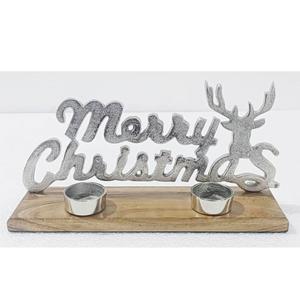 สุขสันต์วันคริสมาสต์สัญลักษณ์ของรูปปั้นบนโต๊ะพร้อมที่วางเทียนของตกแต่งในฤดูหนาวของตกแต่งเทศกาลเครื่องประดับป้ายยืน - Product Image 1