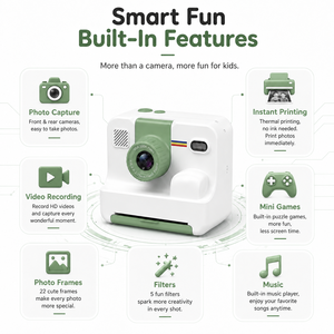 <span class=keywords><strong>Appareil</strong></span> <span class=keywords><strong>photo</strong></span> instantané pour enfants en gros, mini imprimante <span class=keywords><strong>photo</strong></span> thermique, jeux, enregistrement vidéo, 203 dpi, batterie 1200 mAh, écran 2,4 pouces, carte SD - Product Image 4