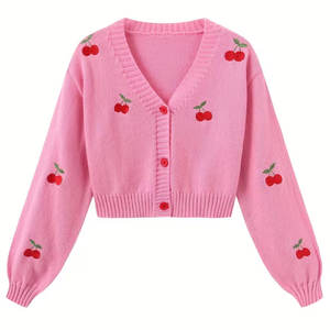 Cárdigan Elegante con Bordado, Logotipo Bordado, Botones en la Parte Delantera, Tejido Suave, Estilo Casual Urbano - Product Image 1