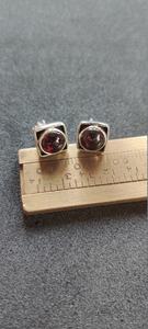 Natural Red <b>Garnet</b> Stud <b>Earrings</b> <b>Garnet</b> Cabochon Gemstone <b>Earrings</b> 925 Sterling Silver Vintage Sterling Silver Jewelry For Women - Product Image 2