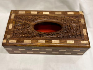 Boîte à mouchoirs et support en bois sculpté à motif floral, qualité supérieure, artisanal, pour les amateurs de décoration intérieure Tradebyd - Product Image 2