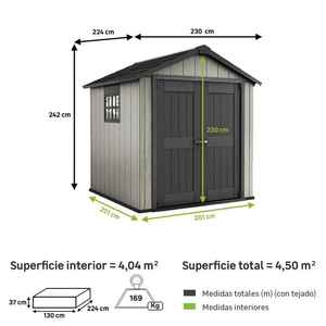 Prix attractif : abri en résine 0ak-land de 4,5 m² avec une épaisseur de 20 mm et une porte à double charnière par KE TER MOQ performance. - Product Image 4