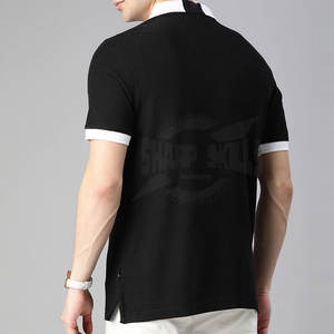 เสื้อยืดฟิตเนสสีพื้นแห้งเร็วสำหรับผู้ชายเสื้อผ้าไซส์ใหญ่พิเศษแบบถักสำหรับเสื้อโปโลพิมพ์ลาย - Product Image 3