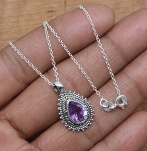 925 sello fino colgante mejor calidad amatista piedras preciosas joyería indio regalo de boda 925 dijes de plata esterlina - Product Image 2