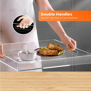 Bandeja de acrílico transparente elegante personalizada OEM, duradera y ligera con bordes elevados para uso doméstico, para servir alimentos y bebidas - Product Image 3