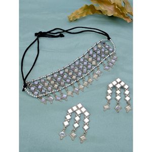 OX Fine Jewelry Set Gold <b>Mirror</b> Choker Vintage Tassel Featuring Zircon Pearl Diamond Rhinestone for Wedding Party Engagement - Product Image 1