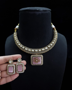 Beautiful Polki <b>Set</b> <b>For</b> <b>Women</b> Luxury Necklace With Earrings Classy And Stylish <b>Jewelry</b> High Quality Stones Adjustable Necklace - Product Image 4