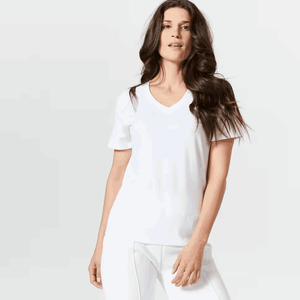 เสื้อยืดผู้หญิงแขนสั้นผ้าฝ้ายสีทึบดีไซน์ใหม่สวมใส่สบายเสื้อยืด100% ผู้หญิงสีพื้น - Product Image 1