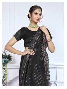 Colección de Sari para mujer con patrón floral étnico hermoso Sesión de modelado real con pañuelos Chic y elegante - Product Image 5