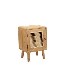 Mesita de noche de madera maciza simple moderna pequeña mesita de noche de ratán hogar pequeño casillero piso mesita de noche hecho en Indonesia - Product Image 1