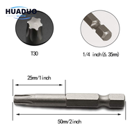 Embout Torx magnétique T30 50 mm, embout de tournevis, embout de visseuse à chocs à tige hexagonale 1/4, embout étoile en acier S2 pour outils électriques, personnalisable OEM
