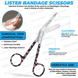 Vaslcare Medical Dressing Ciseaux pour infirmières Lames manuelles en acier inoxydable avec embouts émoussés - Product Image 4