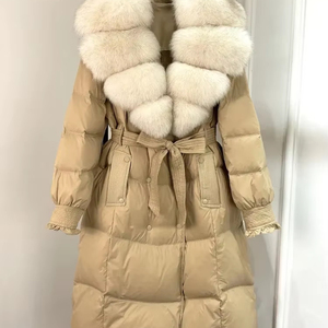 Parkas matelassées décontractées à capuche longue imperméables de haute qualité, fourrure de renard, femmes, couleur personnalisée, chaudes, 100% polyester, personnalisables - Product Image 1
