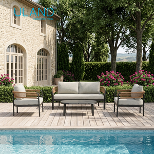 Ensemble de canapés en aluminium Uland <span class=keywords><strong>Gaia</strong></span> avec structure KD et rembourrage capitonné pour parc, ferme, hôtel, ensemble de canapés d'extérieur - Product Image 1