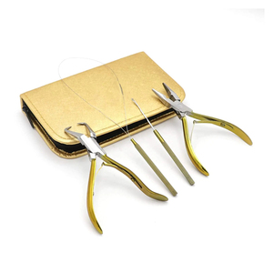 Ensemble de pinces à cheveux en or de haute qualité avec aiguille, kit d'outils de perlage professionnel, matériau composite, belle pochette en cuir - Product Image 4