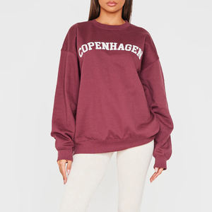 Women's Oversized Crew Neck Sweatshirts Loose Drop Shoulder Long <b>Sleeve</b> Pullovers Streetwear Printed Dressy Casual Tops Front - Product Image 3