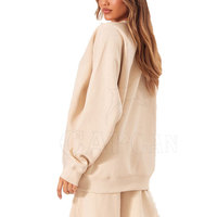 Ensemble de survêtement décontracté pour femmes, résistant, pour l'hiver, motif uni personnalisé, manches longues, 100% coton, respirant, séchage rapide, ensemble 2 pièces