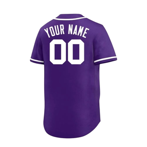 Camiseta de béisbol morada personalizada con botones, camiseta de béisbol de equipo con nombre y número personalizados, poliéster transpirable de secado rápido - Product Image 2