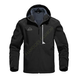 <b>Men's</b> Soft Shell <b>Jacket</b> Fleece Lined Waterproof Lightweight Hooded Winter <b>Jacket</b> Black Color <b>Jackets</b> - Product Image 1