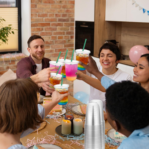 Gobelets jetables biodégradables et recyclables en PET/PLA transparents de 16 oz avec couvercles modernes à fente pour paille, anti-fuite, sans BPA/PFAS, pour boissons froides - Product Image 5