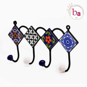 Beads Art Handcrafted Cast Iron Multifunction Wall Mounted <b>Coat</b> Hat <b>Hook</b> Keychain Hanger <b>Black</b> Powder Coating Rustic Design for - Product Image 5