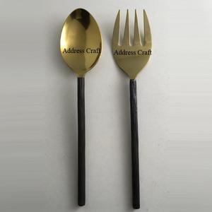 Juego de servidor de ensalada de acero inoxidable de estilo americano, juego de cuchara, tenedor, herramientas de ensalada de alta calidad, vajilla para servir verduras, vajilla - Product Image 4
