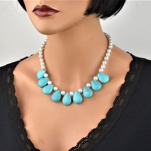 Nuevo collar de lujo bohemio para mujer, colgante de cuentas de empalme de turquesa Natural, enlace clásico, accesorio de joyería perfecto para clásico - Product Image 2