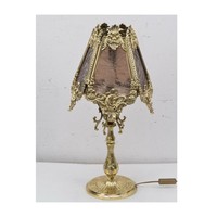 Lampe exclusive en laiton sur pied Lampe de style rococo Lampe de bureau en verre abat-jour Lampe de bureau Idée cadeau de luxe
