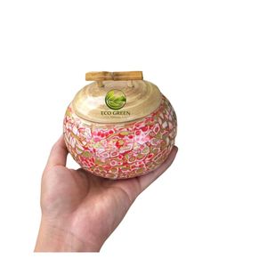 Recipientes de Cerámica Rústicos con Tapa de Bambú, Diseño de Mosaico Hecho a Mano, Almacenamiento de Cocina y Decoración del Hogar - Product Image 3