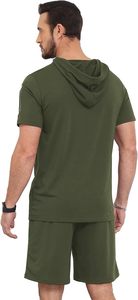 Men 2-Piece Autumn Maternity Eco-Friendly Tracksuit Set Short Sleeve Hooded Athletic <b>Hoodie</b> Shorts Sportswear Outfit Casual - Product Image 3