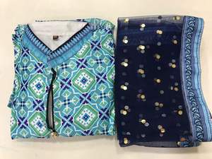 Traje con estampado de kurti para mujer, de 2 piezas conjunto largo, ropa de india étnica - Product Image 4