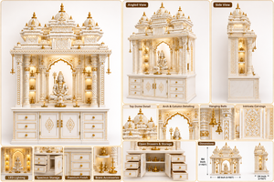 Exclusive Marble Look Teak Wood Shiva Home Temple Grand Hand Carved Wooden Hindu Temple For Home Shiv Pooja <b>Mandir</b> Australia - Product Image 5