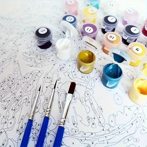 Pintura al óleo de gato de dibujos animados lindo por número para colorear simple para decoración de dormitorio o sala de estar Tema de retrato - Product Image 5