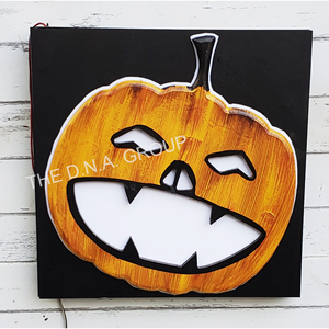 Venta al por mayor de calabaza de madera hecha a mano decoración del hogar caras de calabaza aterradoras con luces de fiesta estilo rústico Hallow EE Happy All Saints' Eve - Product Image 4