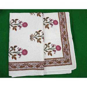 Couette en coton blanc de qualité supérieure, imprimé floral artisanal, motif Kantha, traditionnel de Jaipur, Razai pour lit et usage domestique - Product Image 3
