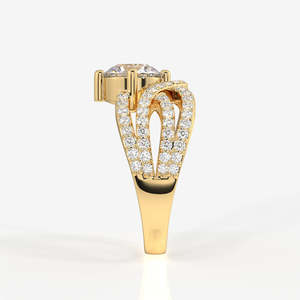 Round Cut Moissanite Diamond <b>Cocktail</b> <b>Ring</b> 18K <b>Gold</b> Elegant and Luxurious - Product Image 4