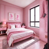 Maison conteneur extensible Barbiecore rose de 40 pieds, résistante aux ouragans, pour hôtel et complexe hôtelier
