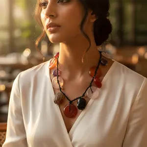 Collar de Perlas de Agua Dulce Estilo Bohemia con Forma de Número y Piedras Semipreciosas Coloridas - Product Image 2