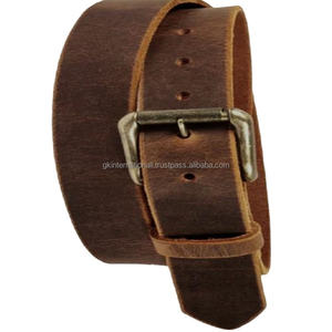 Cinturones de cuero de grano completo de alta calidad para hombres con botón a presión ajustable extraíble cinturones y accesorios de hebilla de pasador de latón sólido - Product Image 1