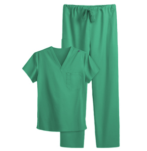 Ensemble de gommage unisexe antimicrobien couleur unie col en V haut cordon pantalon allaitement uniforme médical personnalisable ensemble de gommage en gros - Product Image 3