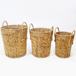Artex Dong Thap Hand-Woven Cotton <b>Rope</b> Circle <b>Storage</b> <b>Baskets</b> Set of 3 with <b>Rope</b> Handles Foldable Modern Eco-Friendly - Product Image 6