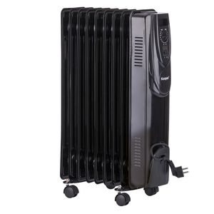 Radiatore Elettrico a Olio Nero da 2000 W con 9 Elementi e Ruote, Fonte di Calore Portatile - Product Image 1