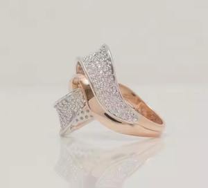 Diamantes de moissanita originales de oro sólido de 14K, anillo de dos tonos, cruzado ondulado, declaración de cóctel, regalo de joyería para ella - Product Image 6