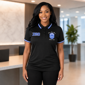 Polo de golf personnalisé pour femmes Zeta Phi Beta, 100 % coton, grande taille, logo brodé, uniforme d'équipe décontracté, vente en gros - Product Image 5