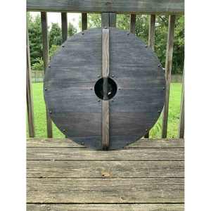 Escudo redondo de madera vikingo hecho a mano, escudo Medieval listo para batalla, recreación histórica, Escudo de Cosplay, decoración de pared para el hogar y la Oficina - Product Image 3