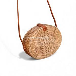 Handmade Rattan Shoulder <b>Bag</b> Natural Material Woven Handbag Casual Fashion <b>Accessory</b> from Vietnam - Product Image 1