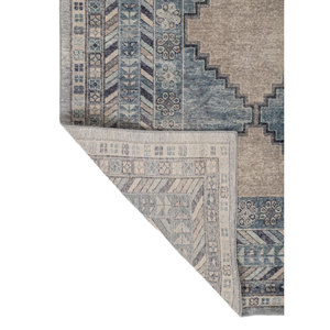 Tapis en laine noué à la main Erbe grande surface bleu PKWL-7010 motif géométrique losange pour la maison, le salon, le couloir, design rectangulaire pour adolescents - Product Image 5