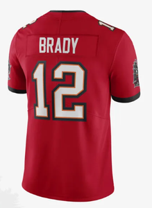 Maillot des Buccaneers de Tampa Bay 12 pour homme, manches courtes, col en V rouge, sportif, respirant, coupe régulière, motif lettres imprimé, 100 % polyester - Product Image 2