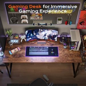 Escritorio Deeper con Envío Gratuito, Escritorio Multifuncional para Juegos de PC, Diseño Rectangular Bohemio de Metal y Madera - Product Image 2