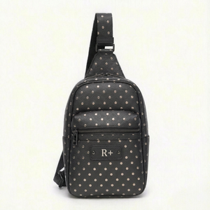 R Plus Men Polka Dot <b>Waterproof</b> Oxford Chest <b>Bag</b> Crossbody <b>Sling</b> Backpack Zipper Travel Daypack - Product Image 1